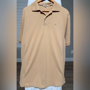 Burberry London Beige 100% Cotton SS tan/beige Men's Polo Shirt Size XL EUC